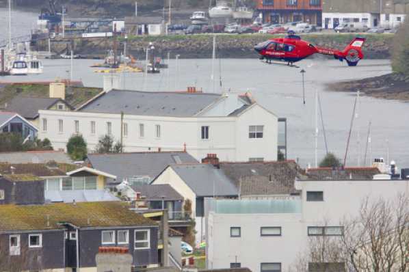 17 March 2020 - 15-21-24 
G-DAAN circled the town a few times before making its approach from the river.
--------------
Devon Air ambulance lands in Dartmouth